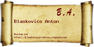 Blaskovics Anton névjegykártya